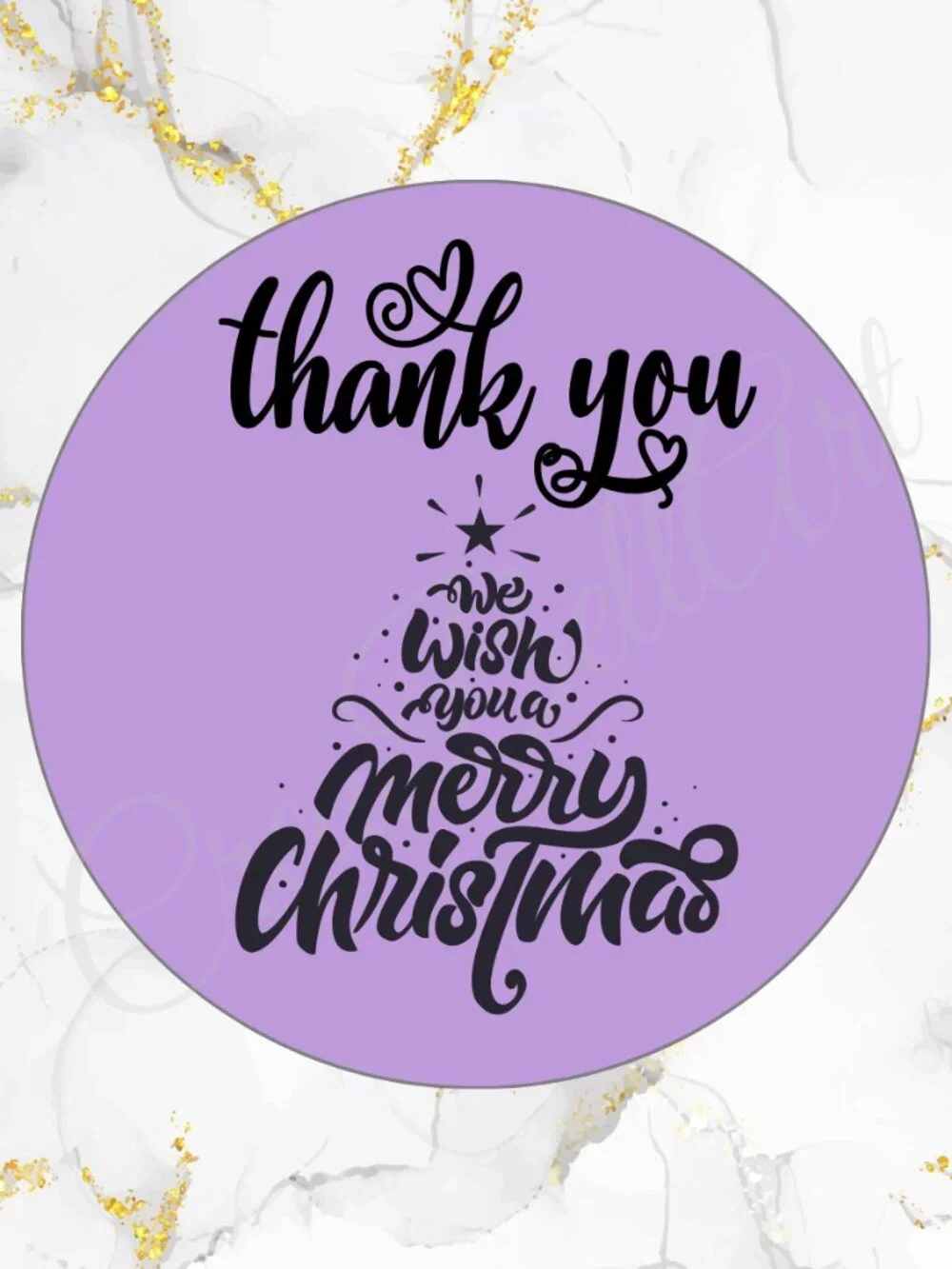 100 Christmas Thank You Stickers –Merry Christmas Tree Design